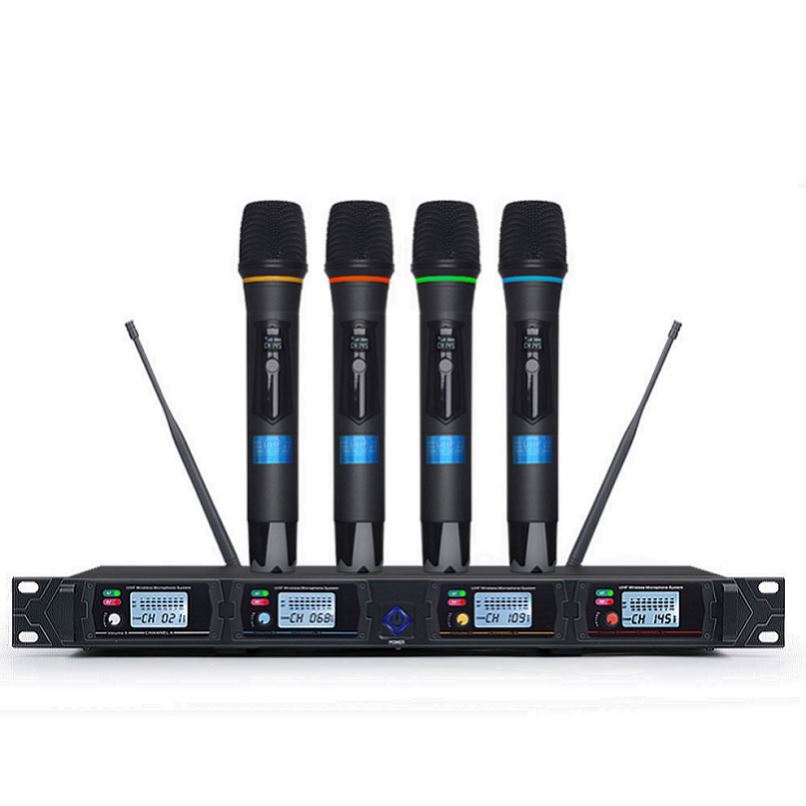 TIWA UHF 4 canales Handheld Wireless Microfone System Cordless Mic Professional para el canto de karaoke