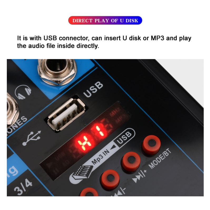 Mezclador de DJ profesional de 4 canales con DSP y USB